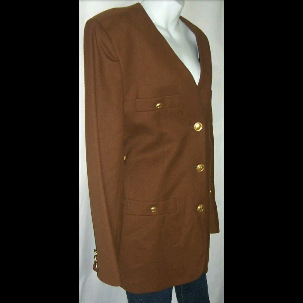 Vintage Christian Dior Blazer Rust Logo Buttons L - Picture 3 of 8